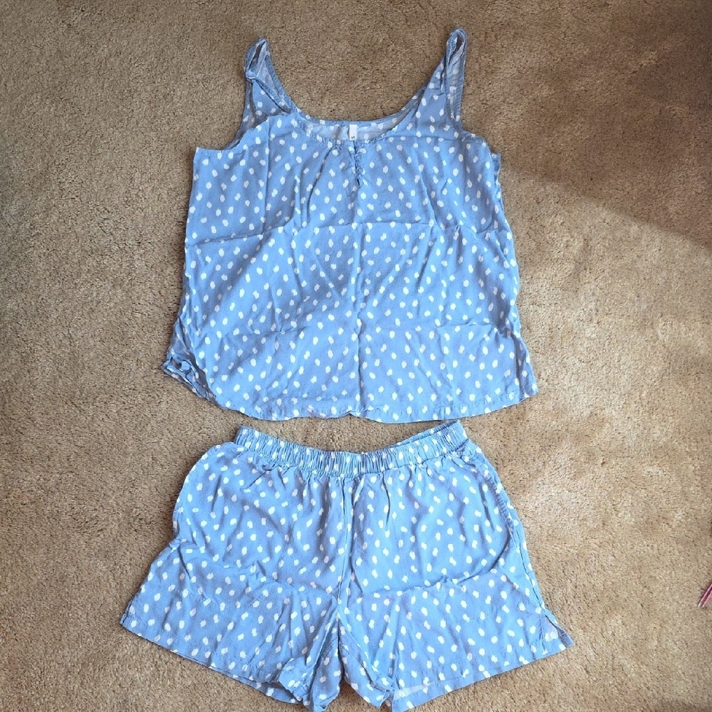 Soma Blue and White Polka Dot Pajama Set